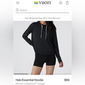 Vuori women’s Halo Essential Hoody size small Heather black